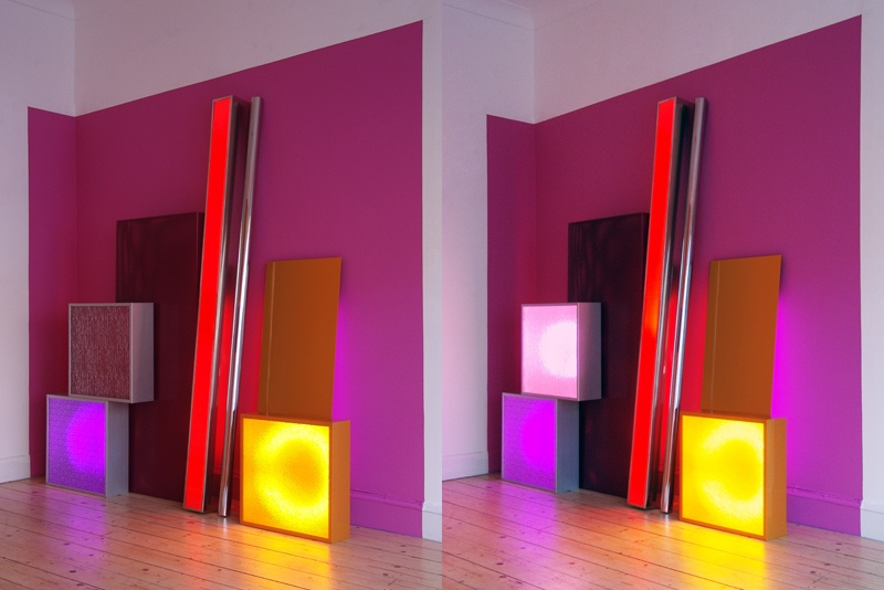 replaced, leuchtkästen edelstahlstange wandfarbe lochblech und kontaktunterbrecher, patrick heide contemporary art, london, 2009 45ce888694ecb9c623c5e73a92f8.jpg